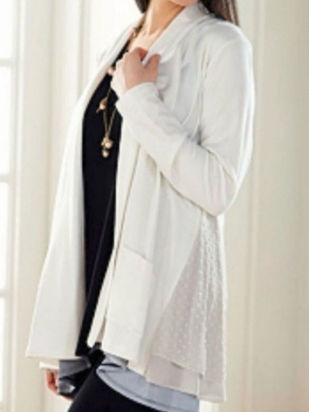 LOGO by Lori Goldstein White Cardigan